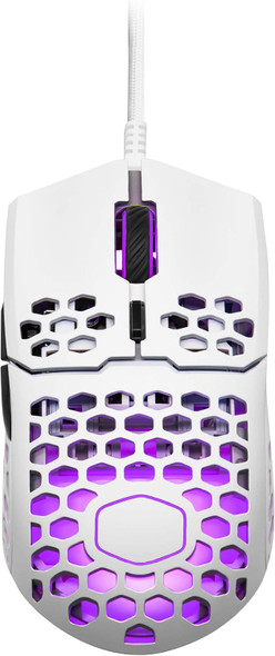 Cooler Master MM711 60G Matte White RGB Gaming Mouse with Lightweight Honeycomb Shell, Ultralight Ultraweave Cable, Pixart 3389 16000 DPI Optical Sensor (MM-711-WWOL1)