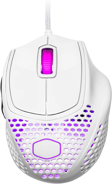Cooler Master MM720 RGB-LED Claw Grip Wired Gaming Mouse - Ultra Lightweight 49g Honeycomb Shell, 16000 DPI Optical Sensor, 70 Million Click Micro Switches, Smooth Glide PTFE Feet - Glossy White