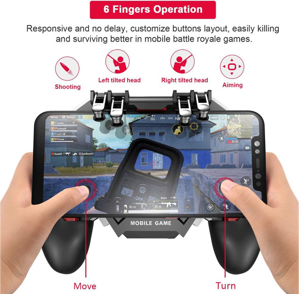 Mobile Game Controller for iPhone & Android, Pubg Mobile Controller with Cooling Fan, Phone Triggers for Gaming, Gaming Grip Joystick Gamepad Shoot Aim Keys for 4.7-6.5" Phone Mobile Game Controller for iPhone & Android, Pubg Mobile Controller with Cooling Fan, Phone Triggers for Gaming, Gaming Grip Joystick Gamepad Shoot Aim Keys for 4.7-6.5" Phone