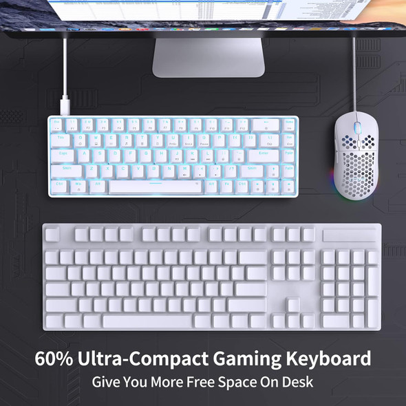 DIERYA T68SE 60% Gaming Mechanical Keyboard,Ultra Compact Mini 68 Key with Blue Switches Wired Keyboard,Anti-Ghosting Keys, for Windows Laptops and PC Gamers,White DIERYA T68SE 60% Gaming Mechanical Keyboard,Ultra Compact Mini 68 Key with Blue Switches Wired Keyboard,Anti-Ghosting Keys, for Windows Laptops and PC Gamers,White