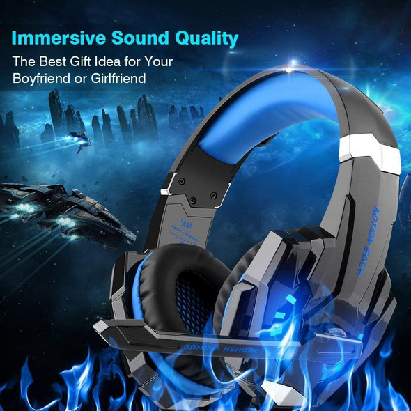 G9000 Gaming Headset Headphone 3.5mm Stereo Jack with Mic LED Light for Xbox One S/Xbox one/PS4/Tablet/Laptop/Cell Phone (Blue.)