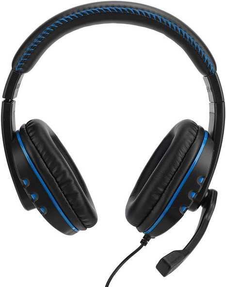 3.5mm Wired Gaming Headset, Head Mounted Computer Gaming Headphone with Microphone, Soft PU Earmuffs and Lightweight Headband for PS4 (Black Blue)