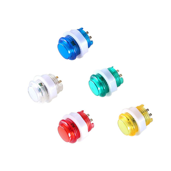 EG STARTS 5 Piece 24mm Full Color LED Illuminated Push Button Built-in Switch 5V Buttons for Arcade Joystick Games Mame Jamma Raspberry Pi 2