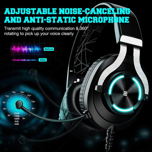 EKSA Gaming Headset for Xbox One PC Headset with Noise Cancelling Mic, RGB Light & in-Line Control, Gaming Headphones for PC, Laptop, PS4, PS5, Nintendo Switch, Xbox One (S/X)