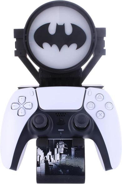 Exquisite Gaming LED Ikons: DC Comics Batman Bat Signal-Charging Phone & Controller Holder - Light Up Gaming Controller/ Mobile Phone/ Device Charging Holder, Includes 4'Charging Cable (CGIKDC400483)