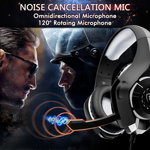 Gaming Headset for PS4, PC, PS5, Xbox One, Noise-Canceling Over-Ear Gaming Headset with Microphone, Premium Stereo Surround Sound (Black Gray)