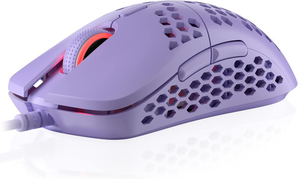 Mira S Ultra Lightweight Honeycomb Shell Wired RGB Gaming Mouse - Up to 12 000 cpi 6 Buttons - 61g Only (Mira-S, Lavender)