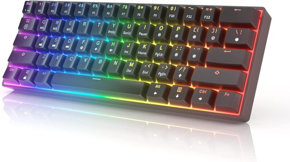 GK61 Mechanical Gaming Keyboard - 61 Keys Multi Color RGB Illuminated LED Backlit Wired Programmable for PC/Mac Gamer Tactile (Gateron Optical Brown)