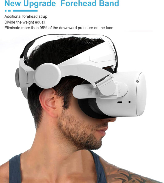 Adjustable Head Strap with Head Cushion for Oculus Quest 2 VR Accessories, Replacement for Elite Strap Comfortable Protective Headband Enhanced Support and Reduce Head Pressure in VR, White 1