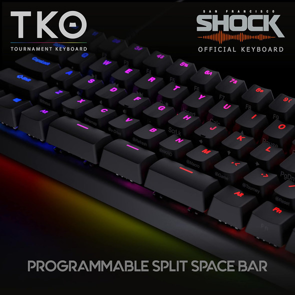 KINESIS Gaming TKO Mechanical Keyboard Tactile Brown Switches 60% Layout Split Spacebar Hotswap PBT Keycaps Aluminum Body SF Shock Limited Edition Travel Case