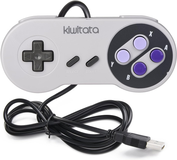 2X Classic SNES USB Controller for Retro Gamings, Super NES Wired USB Joypad Game Controller for Windows PC Mac Raspberry Pi