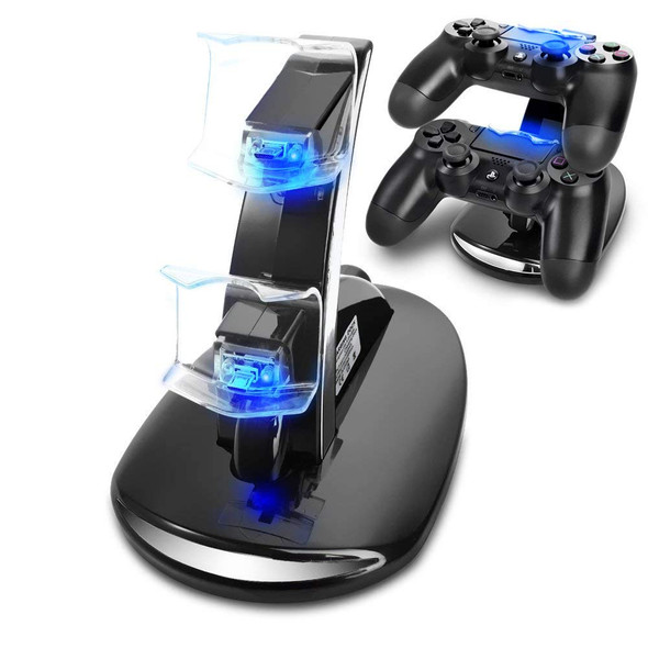 KONKY Controller Charger Dock Station Controller Charging Dock Stand Suit for PS4, USB Dual Charger Station Accessory with LED Indicator for Playstation 4 / PS4 Slim Pro and PSVR Controller, Black