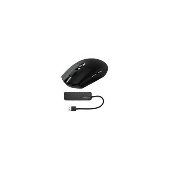 Logitech G305 Lightspeed Wireless Gaming Mouse Bundle with 3.0 4-Port USB Hub (2 Items)