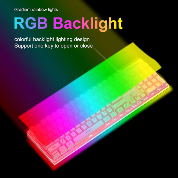 MageGee Gaming Keyboard and Mouse Combo, True RGB Backlit Membrane Office Keyboard Mouse, 104 Keys Anti-Ghosting Metal Panel Quiet Wired Keyboard for Windows Laptop PC Gamer- Pink