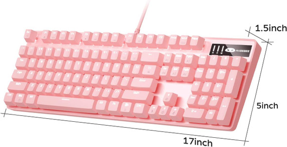 MageGee Pink Gaming Keyboard USB Wired Keyboard, Mechanical Storm Adjustable Backlight Keyboard Splash-Proof Ideal for PC/Laptop/MAC Game(Pink)