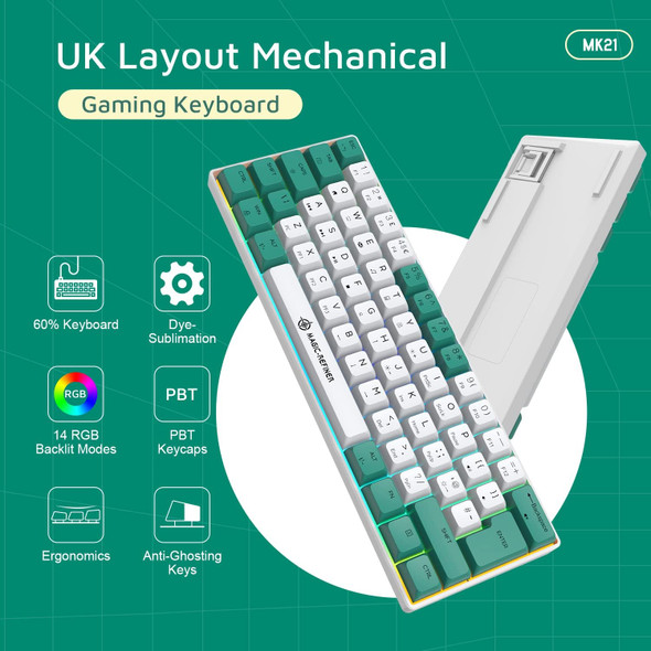 MAGIC-REFINER 60% Wired Mechanical Gaming Keyboard and Mouse Combo, Ultra-Compact 62 Keys RGB Backlit Red Switch Computer Keyboard with PBT Keycaps,12000DPI Lightweight Mouse for PC/Mac Gamer