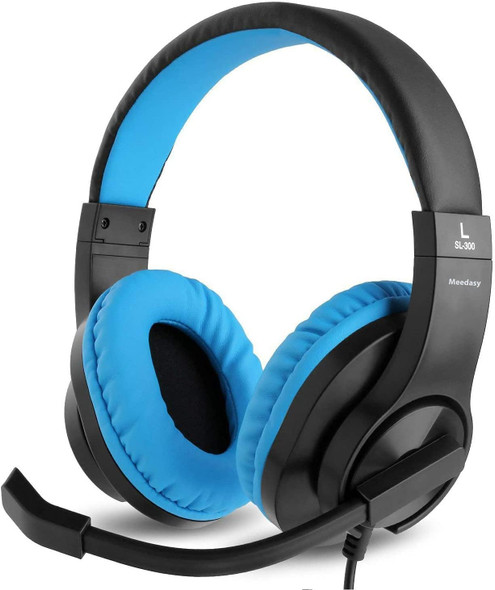 Kids Adults Over-Ear Gaming Headphone for Xbox One, Nintendo Switch, Bass Surrounding Stereo, PS4 with Microphone and Volume Control for Laptop, PC, Wired Noise Isolation (Blue)