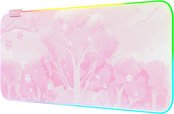 Pink RGB LED Gaming Mouse Pad, 14 Modes Glow Pad, Extra Large Gaming Mousepad,Waterproof Rubber Non Slip Cute Sakura Mat, Extended Big Keyboard and Mouse Pad Mat for Gamer Office Home, XXL 800×300×4mm Pink RGB LED Gaming Mouse Pad, 14 Modes Glow Pad, Extra Large Gaming Mousepad,Waterproof Rubber Non Slip Cute Sakura Mat, Extended Big Keyboard and Mouse Pad Mat for Gamer Office Home, XXL 800×300×4mm