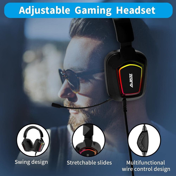 NACODEX AX368 Wired Gaming Headset with Microphone - 7.1 Stereo Surround Sound - Volume Control - Adjustable Headband Noise Canceling Over Ear Headphones RGB Light for PC Laptop NACODEX AX368 Wired Gaming Headset with Microphone - 7.1 Stereo Surround Sound - Volume Control - Adjustable Headband Noise Canceling Over Ear Headphones RGB Light for PC Laptop