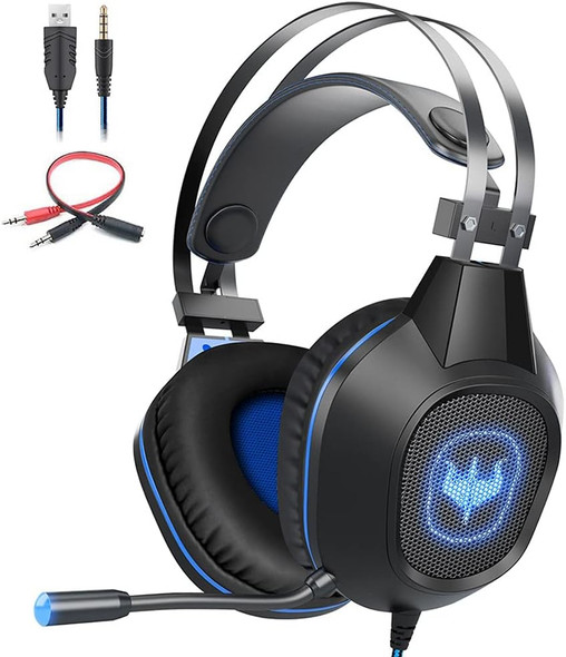 Gaming Headset,PC PS4 Headset with Microphone,Gaming Headphones Noise Canceling Mic & LED Light,Soft Memory Earmuffs for Xbox One,Laptop,Mac,Nintendo Switch,Stereo Headsets Kids Adults
