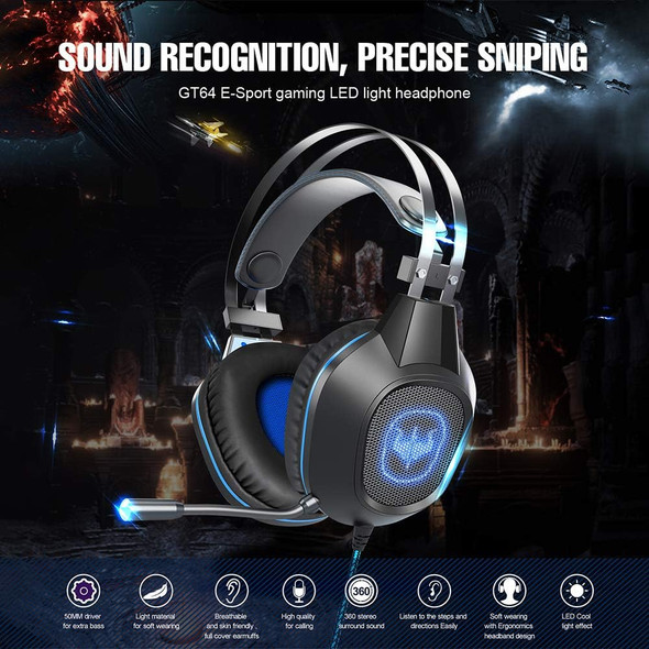 Gaming Headset,PC PS4 Headset with Microphone,Gaming Headphones Noise Canceling Mic & LED Light,Soft Memory Earmuffs for Xbox One,Laptop,Mac,Nintendo Switch,Stereo Headsets Kids Adults