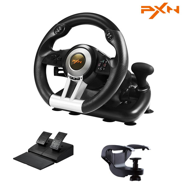 PXN Xbox Steering Wheel V3II 180° PC Gaming Racing Wheel Driving Wheel, with Linear Pedals and Racing Paddles for PC, PS4, Xbox One, Xbox Series XS, Nintendo Switch - Black