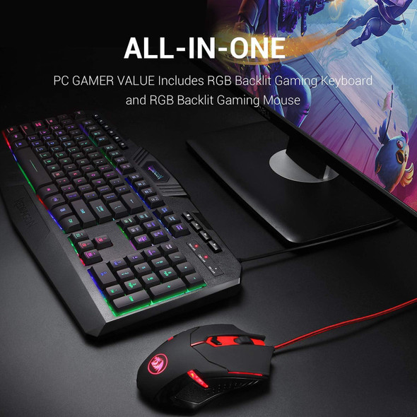 Redragon S101 Gaming Keyboard, M601 Mouse, RGB Backlit Gaming Keyboard, Programmable Backlit Gaming Mouse, Value Combo Set [ Version]