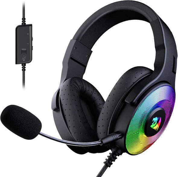 Redragon H350 Pandora RGB Wired Gaming Headset, Dynamic RGB Backlight - Stereo Surround-Sound - 50MM Drivers - Detachable Microphone, Over-Ear Headphones Works for PC/PS4/NS (USB Connection)