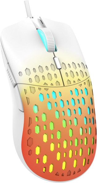 RedThunder M6 Gaming Mouse, RGB Backlight and Adjustable DPI, 6 Buttons, 69(±5)g Ultra Lightweight Honeycomb Shell Ergonomic Mice with High Precision Sensor for Laptop/PC/Mac/Windows, Gradient Orange