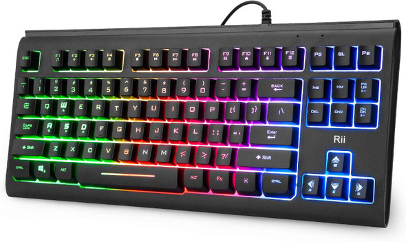 Rii Gaming Keyboard,87 Keys Compact Keyboard,Wired Computer Keyboard with Backlit PC and Desktop (RK104)