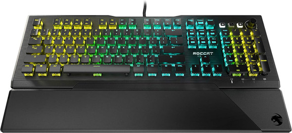 ROCCAT Vulcan Pro Tactile Optical PC Gaming Keyboard, Titan Switch Full Size, with Per-key AIMO RGB Lighting, Anodized Aluminum Top Plate and Detachable Palm/Wrist Rest, Low Profile, Black