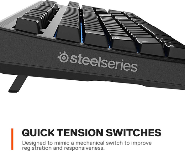 SteelSeries Apex 100 Gaming Keyboard - Tactile & Silent - Blue LED Backlit - Splash Resistant - Media Controls SteelSeries Apex 100 Gaming Keyboard - Tactile & Silent - Blue LED Backlit - Splash Resistant - Media Controls