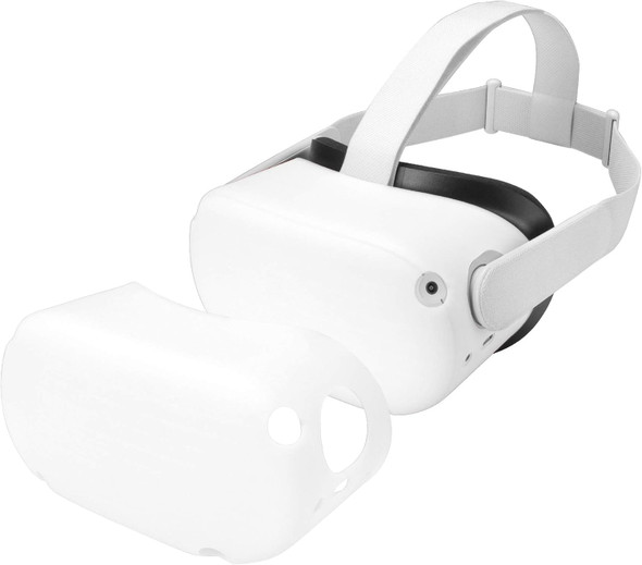 Silicone Covers Sets 3pcs for Oculus Quest 2 - Face Cover Mask - Lens Cover Caps - Soft VR Shell Case Protected All Headset Body for Q2 (White)