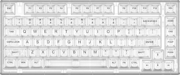 YUNZII X75 82 Key Hot Swappable Mechanical Keyboard with Transparent Keycaps, Gasket Mount 75 Keyboard, RGB Backlit Custom Gaming Keyboard for Windows/Mac (Crystal White Switch, Wired -White)