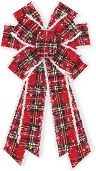 ABTOLS Large Christmas Bows for Wreath, Red Buffalo Plaid Wreath Bows Christmas Vintage Velvet Bows for Front Door, Xmas Snowflake Burlap Ornament Tree Topper Bows for Christmas Indoor Outdoor Decor