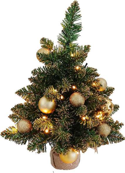 Table Top Small Christmas Tree 18 inch withOrnament Balls Holiday Artificial Decoration with 59 Tips Party Decoration Decors for Home Table Centerpiece Dining Room Office Desk Decoration