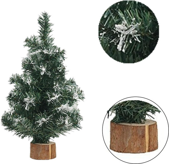 alfyng 4pcs Tabletop Mini Christmas Tree, Simulated Snow Miniature Pine Christmas Trees with Wooden Base for Christmas Decor Xmas Party Home Table Craft Decorations 7.87/11.81 Inch