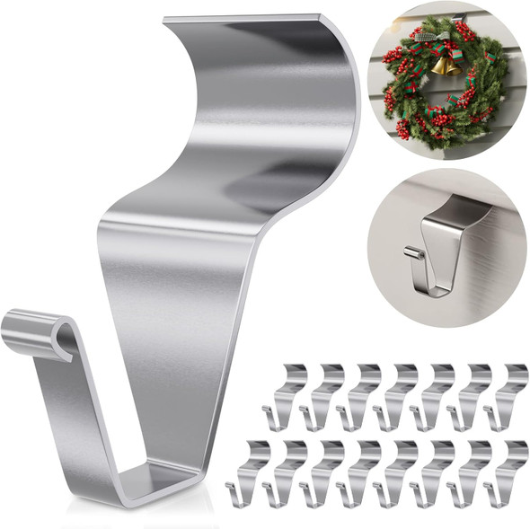 Heavy Duty Stainless Steel Vinyl Siding Hooks, No Hole Vinyl Siding Hooks Siding Clips for Hanging on Patio, Wreath Door Hanger, Sturty No Drill Vinyl Siding Hooks for Outdoor Wall Decor (15 Pack)