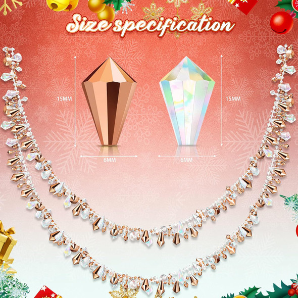 80 Feet 4 Rolls Clear Christmas Garlands Crystal Acrylic Bead Garlands Large Twist Christmas Bead Garlands Hanging Beaded Christmas Tree Garlands for Christmas Wedding Party (Rose Gold Series)