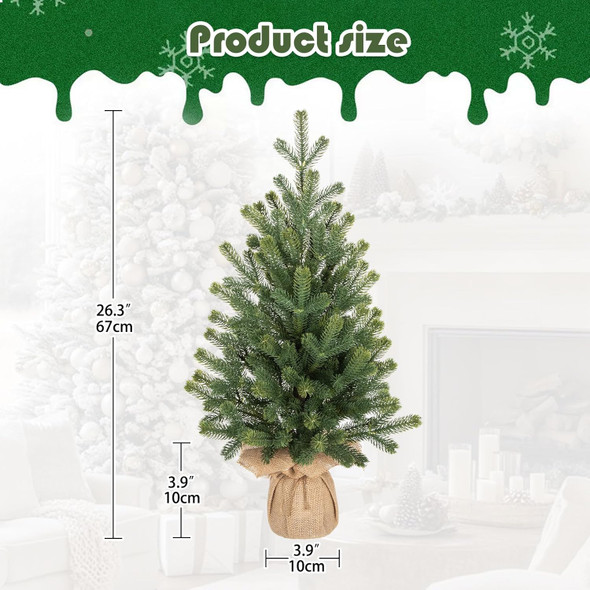 24" Artificial Christmas Tree Fake Small Fir Tree for Home Farmhouse Tabletop Mantel Windowsill Holiday Christmas Decorations Indoor