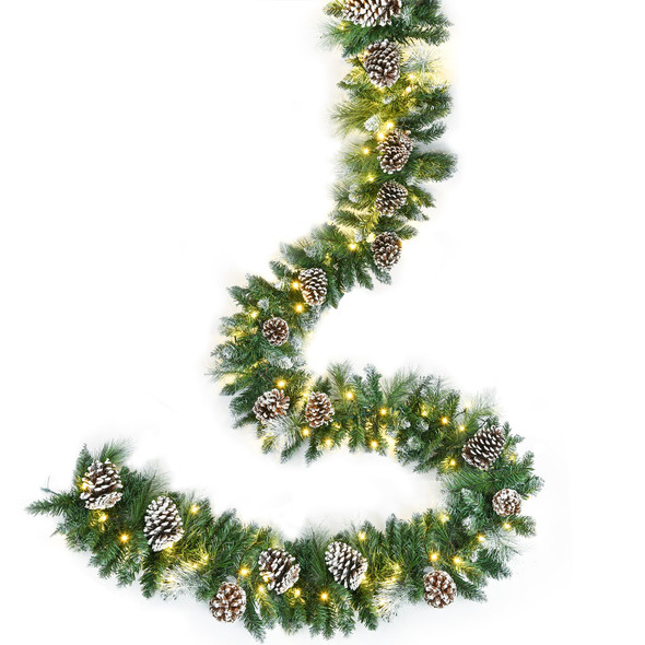 Artiflr 9Ft Artificial Christmas Pine Garland, Prelit Christmas Garland with Large Pine Cones for Holiday Season Mantel Fireplace Table Runner Centerpiece Decor