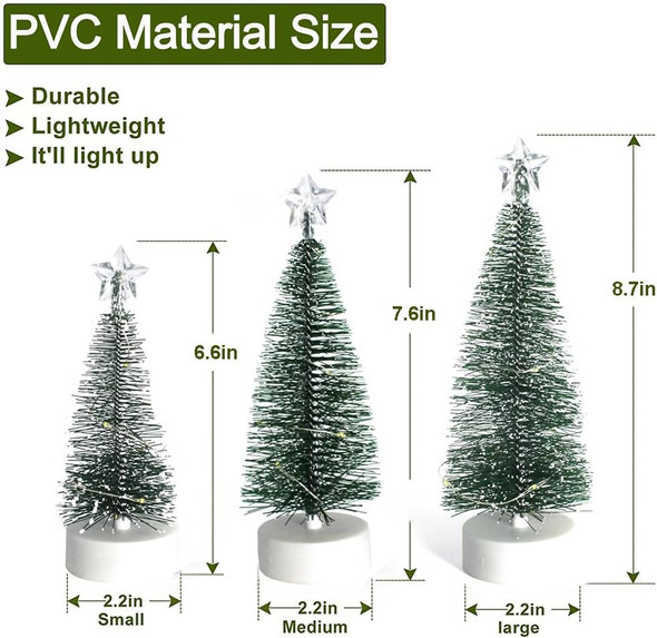 3pcs Flickering Christmas Candles Battery Operated,Xmas Tree Shaped Candles with Light Strings,Ornaments Tree DIY Set for Christmas Party Thanksgiving Fall Home Decorations