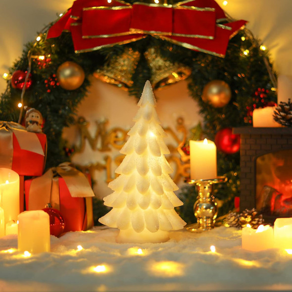 Bdor White Christmas Tree, 11inchs Table Top Christmas Trees, Exquisite Resin Christmas Ornaments with Lights & Snowflake, Christmas Decorations for Home/Room, for/Men/Women.