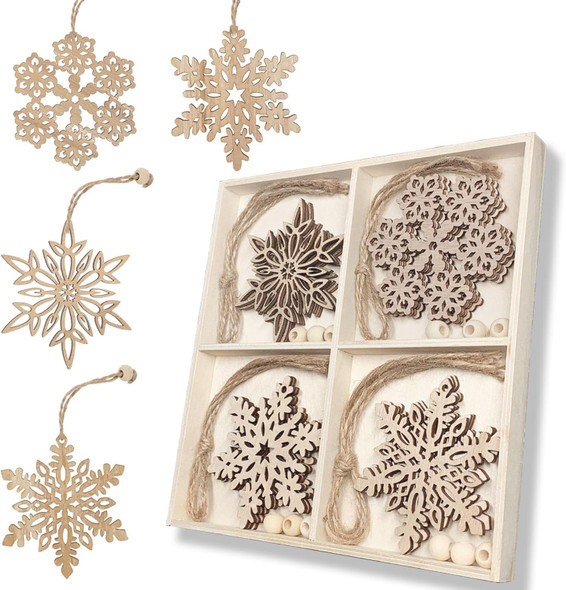 12 Pcs Wooden Snowflakes Ornaments 3 inch Christmas Wood Snowflake Hanging Decorations with Twine, Unfinished Rustic Farmhouse Bulk Cutouts for DIY Painting Xmas Tree Crafts Decor 12 Pcs Wooden Snowflakes Ornaments 3 inch Christmas Wood Snowflake Hanging Decorations with Twine, Unfinished Rustic Farmhouse Bulk Cutouts for DIY Painting Xmas Tree Crafts Decor