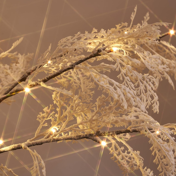 Birchlitland Cadar with Snow Flocked Lighted Garland Battery Operated with Timer or USB Light 6FT 48 LED Fairy Lights, Faux Vine with Lights for Mantel Fireplace Wall Patio and Holiday Decor