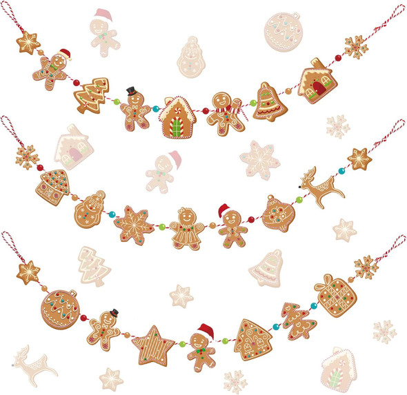 Blulu Christmas Garlands Christmas Banners Gingerbread Christmas Decorations Candy Garland Hanging Ornaments for Christmas Tree Home Kitchen Wall Decor(Gingerbread Man,9 ft)