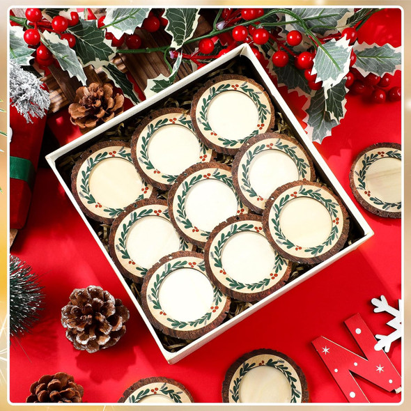 Blulu 24 Pcs Christmas Pictures Frame Ornaments Bulk Rustic Wooden Christmas Photo Ornaments Hanging Picture Frames Christmas Memories s Keepsake for Christmas Tree