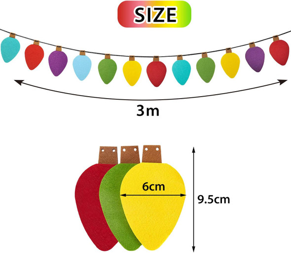 Boao 2 Christmas Felt Garland Felt Banners Hanging on The Ceiling and Wall Decorations of The Christmas Tree, with 9.8 feet and 6 Colors