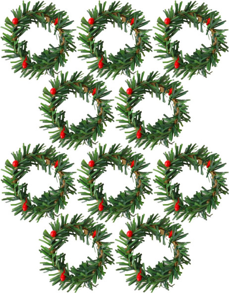 Mini Artificial Christmas Wreaths Ornaments, 10 pcs