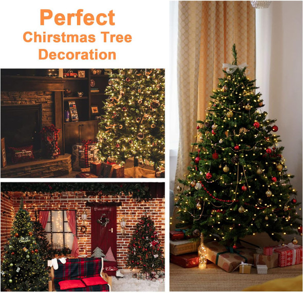 BOLWEO Christmas Tree Lights, 280LED Christmas Lights for Tree 8 Modesfor 6ft-7ft Christmas Tree, UL Indoor Outdoor Christmas Decorations 8 6.6ft Drops Warm White